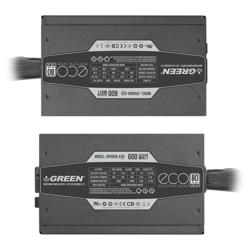 منبع تغذیه کامپیوتر گرین مدل GP600A-ECO Rev3.1
