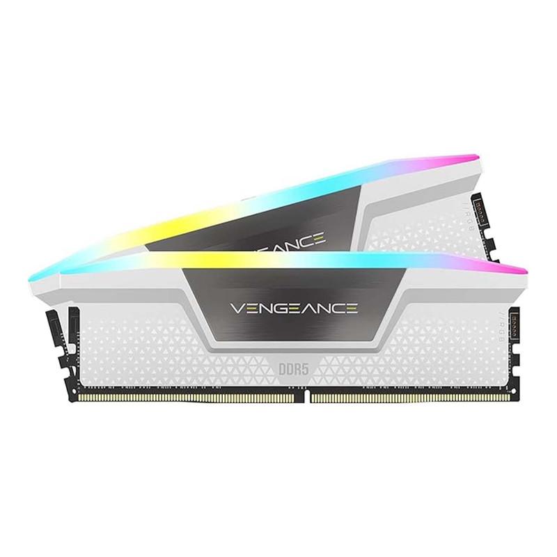 رم دسکتاپ DDR5 کورسیر مدل VENGEANCE RGB ظرفیت 64 گیگابایت دو کاناله 6000 مگاهرتز CL40 با هیت‌سینک خنک‌کننده و ماژول U-DIMM دو عدد 32 گیگابایتی