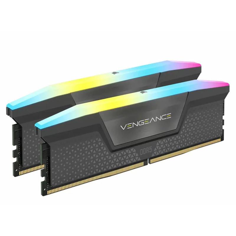 رم دسکتاپ کورسیر مدل VENGEANCE RGB DDR5 دو کاناله ظرفیت 32 گیگابایت فرکانس 5200 مگاهرتز تایمینگ CL40 با هیت‌سینک خنک‌کننده