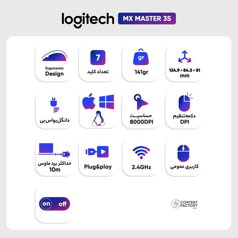 ماوس بی سیم لاجیتک مدل MX MASTER 3S