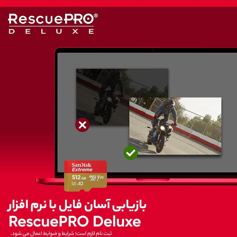 کارت حافظه microSDXC سن دیسک مدل Extreme کلاس A2 استاندارد UHS-I U3 سرعت 190MBps ظرفیت 512 گیگابایت