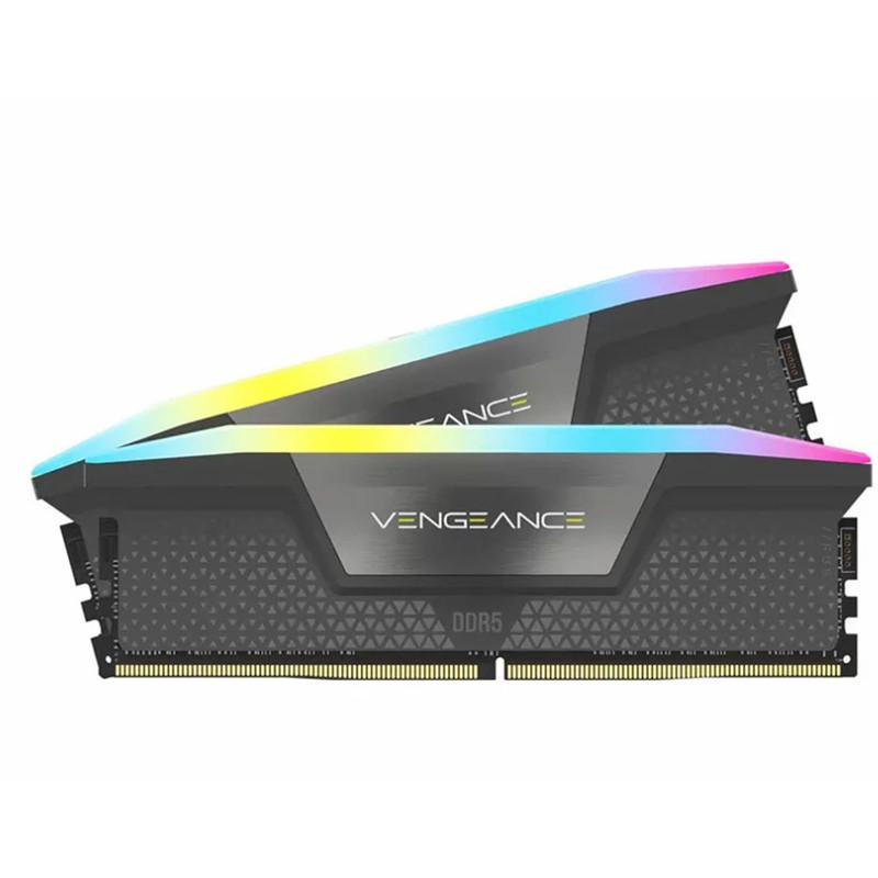 رم دسکتاپ کورسیر DDR5 دو کاناله 32 گیگابایت مدل VENGEANCE RGB فرکانس 6000 مگاهرتز تایمینگ CL40 با هیت‌سینک خنک‌کننده