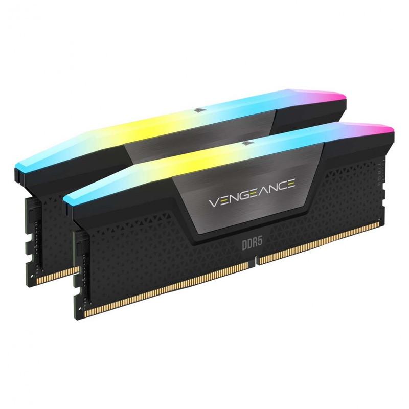 رم دسکتاپ کورسیر DDR5 دو کاناله 32 گیگابایت مدل VENGEANCE RGB فرکانس 6000 مگاهرتز تایمینگ CL40 با هیت‌سینک خنک‌کننده