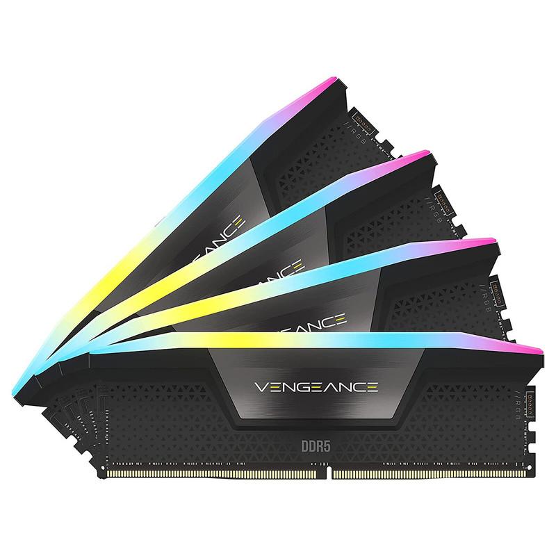 رم دسکتاپ کورسیر DDR5 دو کاناله 32 گیگابایت مدل VENGEANCE RGB فرکانس 6000 مگاهرتز تایمینگ CL40 با هیت‌سینک خنک‌کننده
