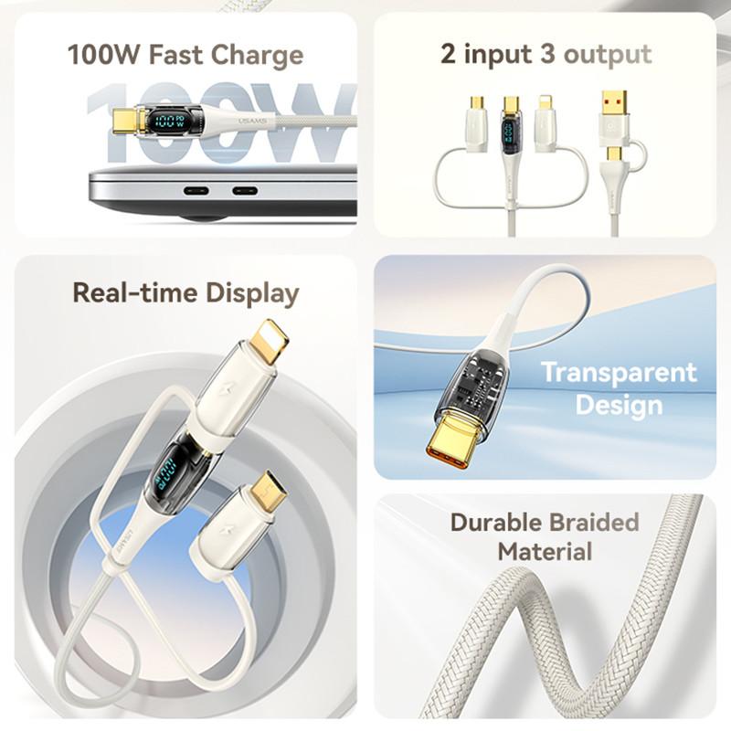 کابل تبدیل usb / usb-c به usb-c / micro usb / لایتنینگ یوسمز مدل sj626 طول 2 متر