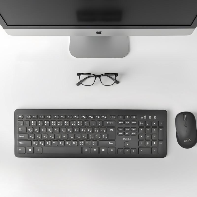 کیبورد و ماوس بی سیم تسکو مدل TKM 7011WN سوئیچ ممبران، Full-Size