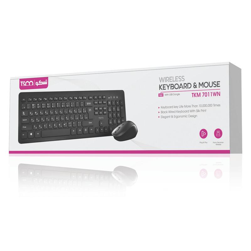کیبورد و ماوس بی سیم تسکو مدل TKM 7011WN سوئیچ ممبران، Full-Size
