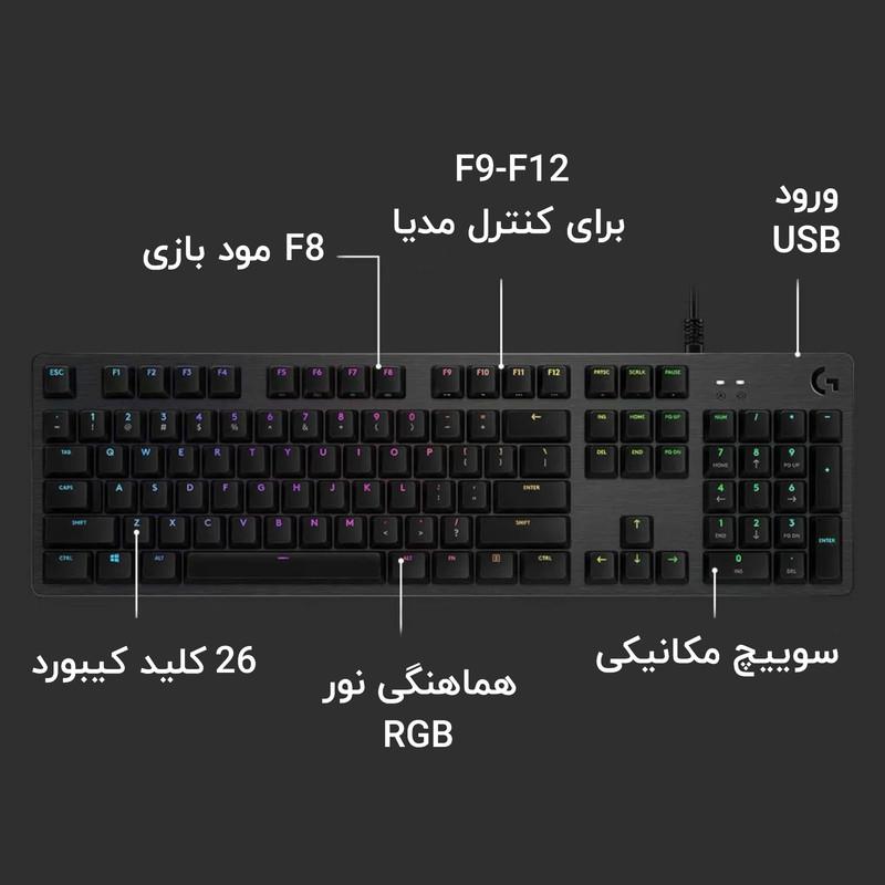 کیبورد مخصوص بازی لاجیتک مدل g512 carbon