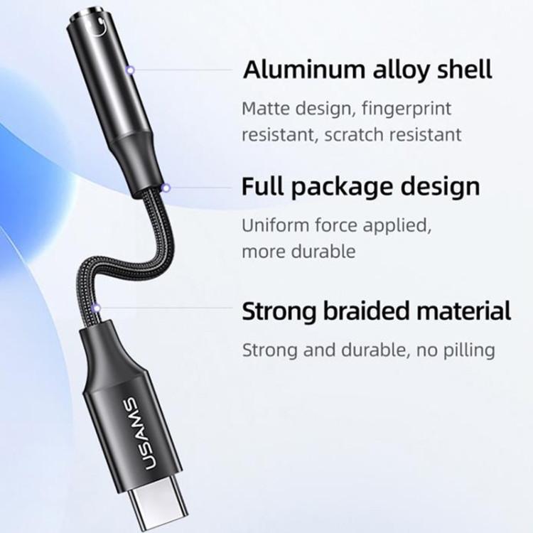 کابل تبدیل USB-C به AUX یوسمز مدل us-sj599 طول 0.13 متر