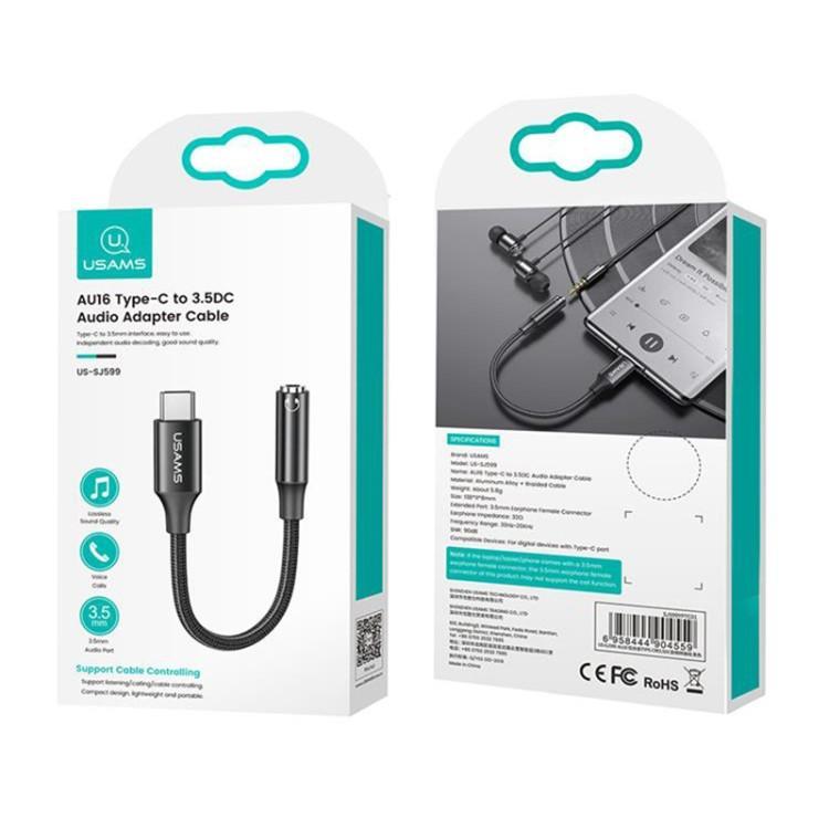 کابل تبدیل USB-C به AUX یوسمز مدل us-sj599 طول 0.13 متر