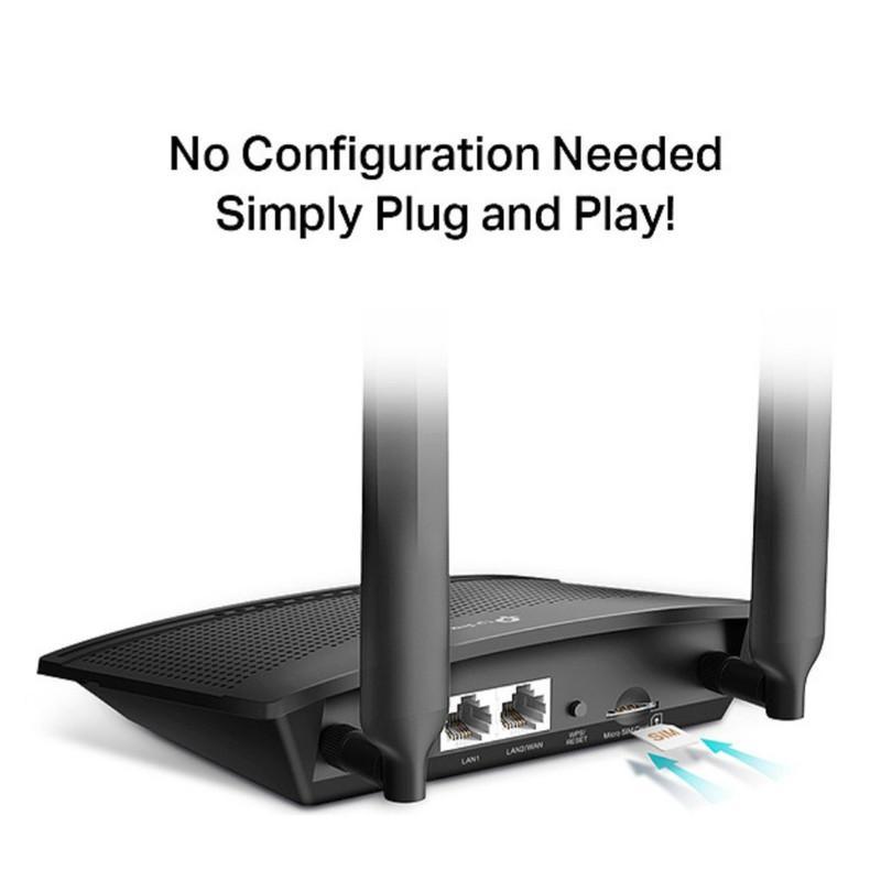 مودم روتر 4G خانگی تی پی‌لینک مدل TL-MR100 با پشتیبانی شبکه 4G و رابط RJ-45 LAN، منبع تغذیه برق