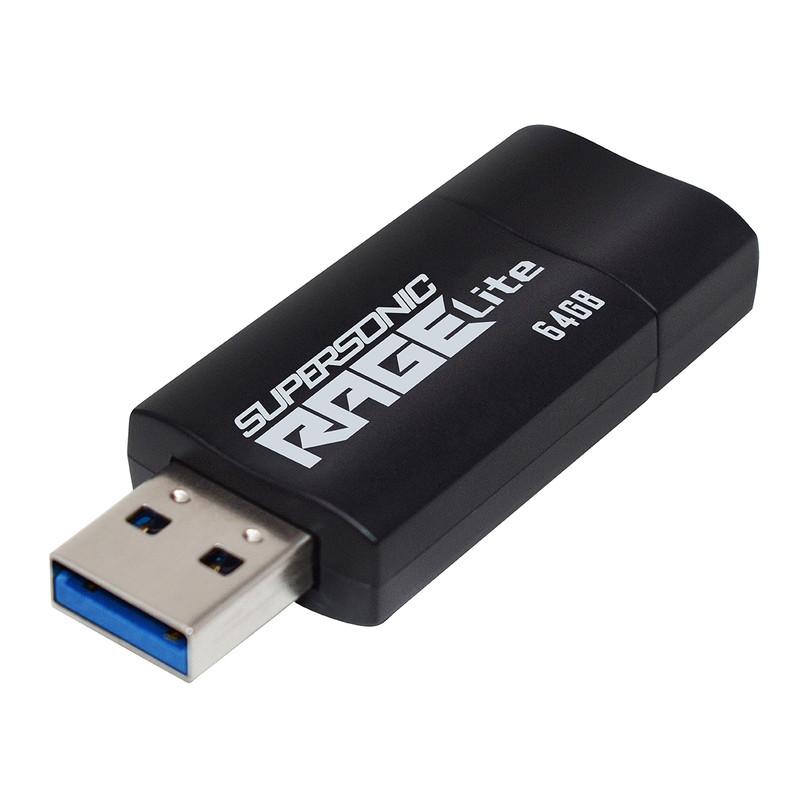فلش مموری 64 گیگابایت پتریوت مدل Patriot RAGE LITE با رابط USB 3.2 سرعت انتقال تا 120 مگابایت بر ثانیه، مقاوم در برابر آب، ضربه، شوک و گرد و غبار، طراحی کشویی محافظ پورت، سازگار با ویندوز 7 تا 10، لینوکس و مک او اس