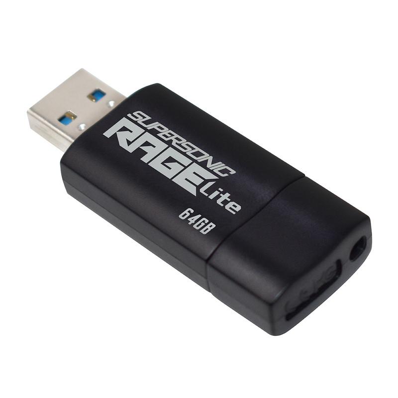 فلش مموری 64 گیگابایت پتریوت مدل Patriot RAGE LITE با رابط USB 3.2 سرعت انتقال تا 120 مگابایت بر ثانیه، مقاوم در برابر آب، ضربه، شوک و گرد و غبار، طراحی کشویی محافظ پورت، سازگار با ویندوز 7 تا 10، لینوکس و مک او اس