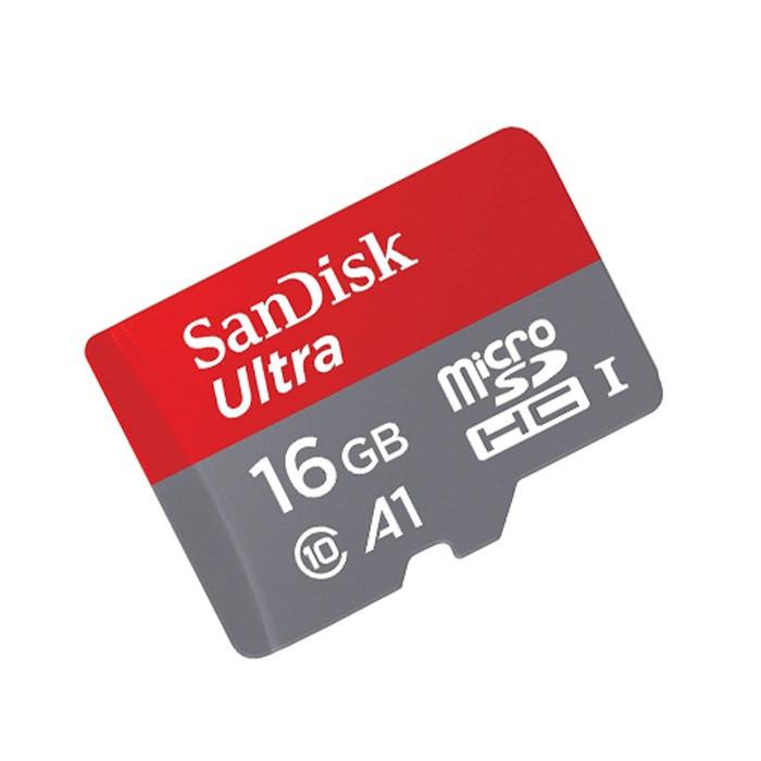کارت حافظه‌ microSDHC سن دیسک مدل Ultra A1 کلاس 10 استاندارد HC-I A1 سرعت 80 MBps ظرفیت 16 گیگابایت به همراه آداپتور SD 