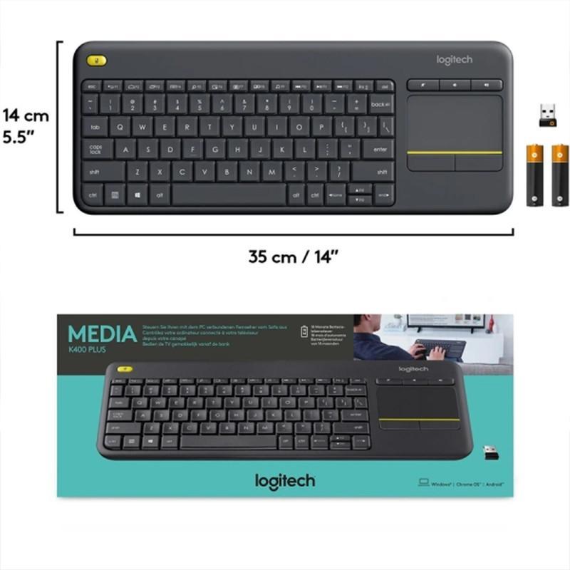 کیبورد بی سیم لاجیتک مدل K400 Plus، سوییچ ممبران، Tenkeyless