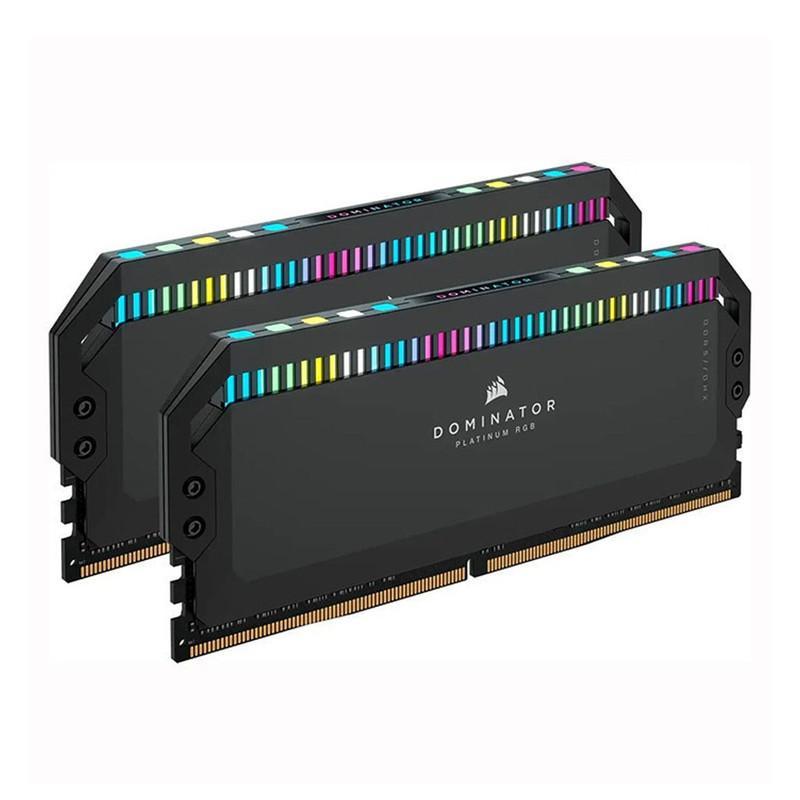 رم دسکتاپ DDR5 کورسیر مدل Dominator Platinum RGB ظرفیت 64 گیگابایت دو کاناله 6400 مگاهرتز تایمینگ CL40 هیت‌سینک آلومینیومی و نورپردازی RGB پشتیبانی از XMP 3.0