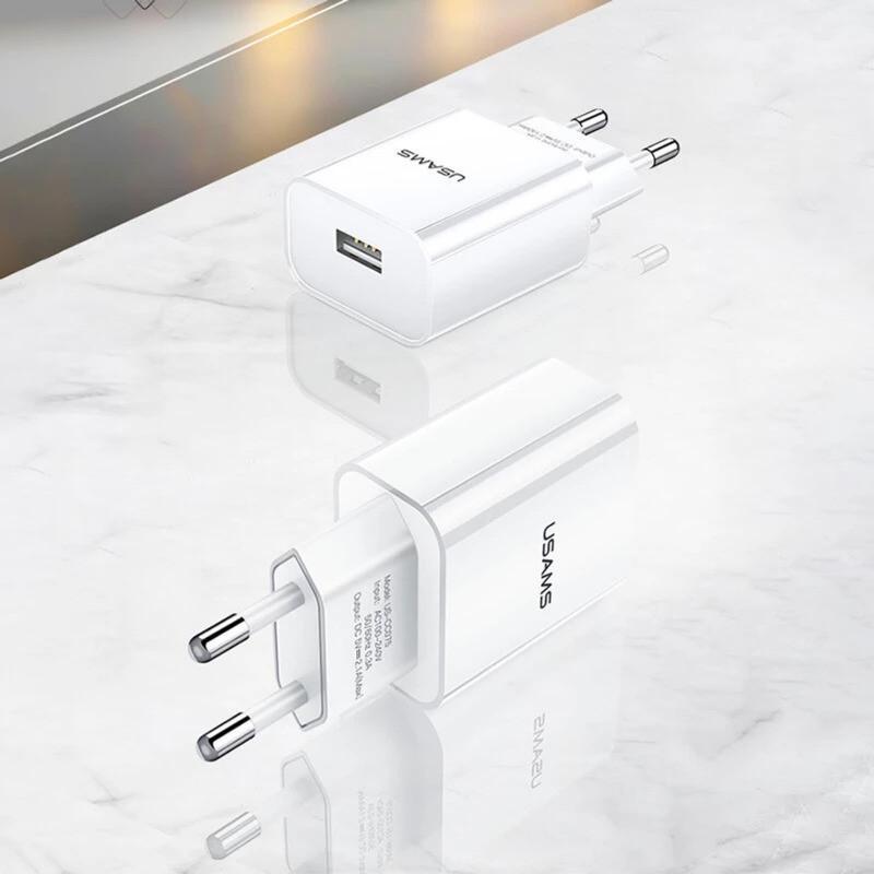 شارژر دیواری 10 وات یوسمز مدل T21L به همراه کابل لایتنینگ
