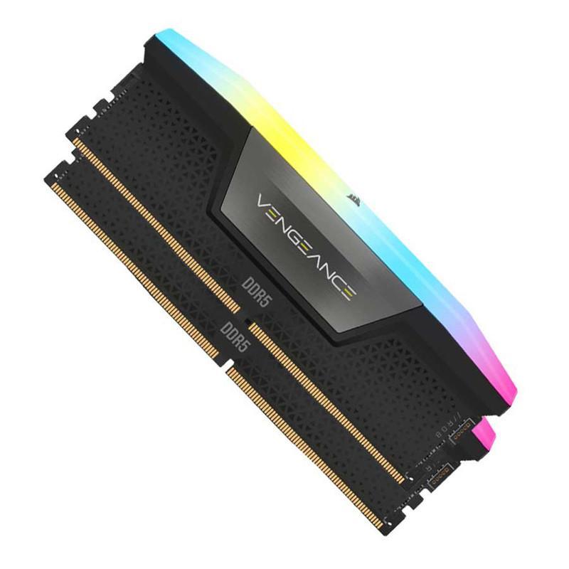 رم دسکتاپ DDR5 کورسیر مدل VENGEANCE RGB ظرفیت 64 گیگابایت دو کاناله 6200 مگاهرتز CL32 با هیت سینک آلومینیومی و نورپردازی ARGB و پشتیبانی از XMP 3.0