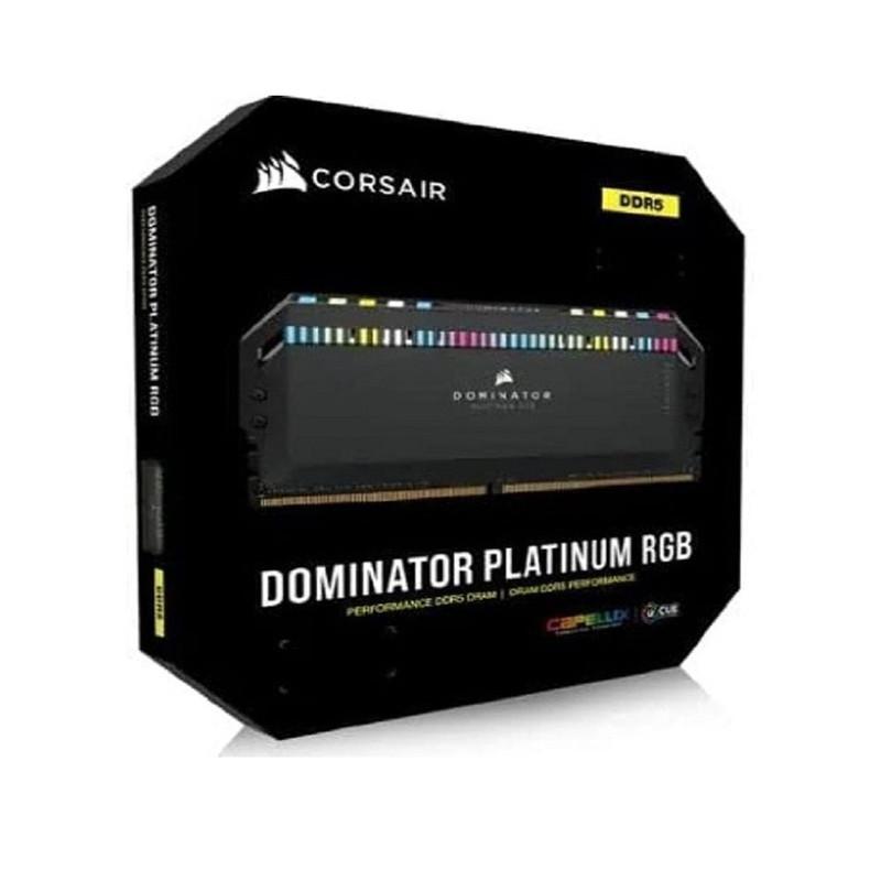 رم دسکتاپ کورسیر DDR5 دو کاناله 64 گیگابایت مدل Dominator Platinum RGB فرکانس 6000 مگاهرتز تایمینگ CL40 هیت‌سینک آلومینیومی و نورپردازی RGB پشتیبانی از XMP 3.0