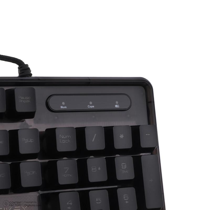 کیبورد گیمینگ لاجی کی مدل K230B، سوییچ ممبران، Full-Size، نورپردازی RGB