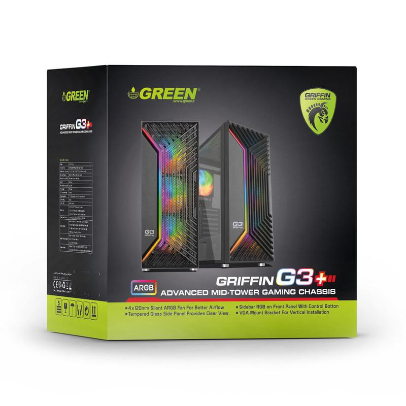 کیس کامپیوتر گیمینگ گرین مدل GRIFFIN G3 Plus
