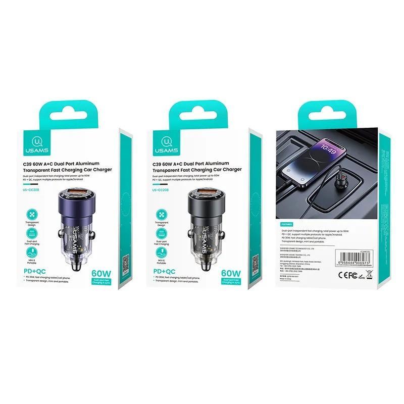 شارژر فندکی 60 وات یوسمز مدل US-CC208 C39 