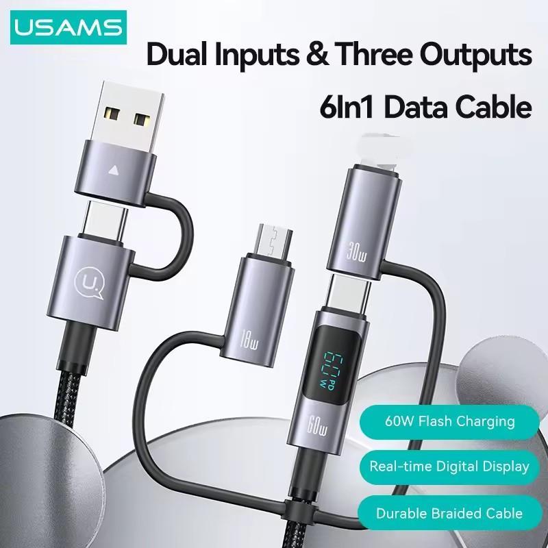 کابل تبدیل Usb/Usb-c به Microusb/لایتنینگ/Usb-c یوسمز مدل sj713 طول 1.2 متر