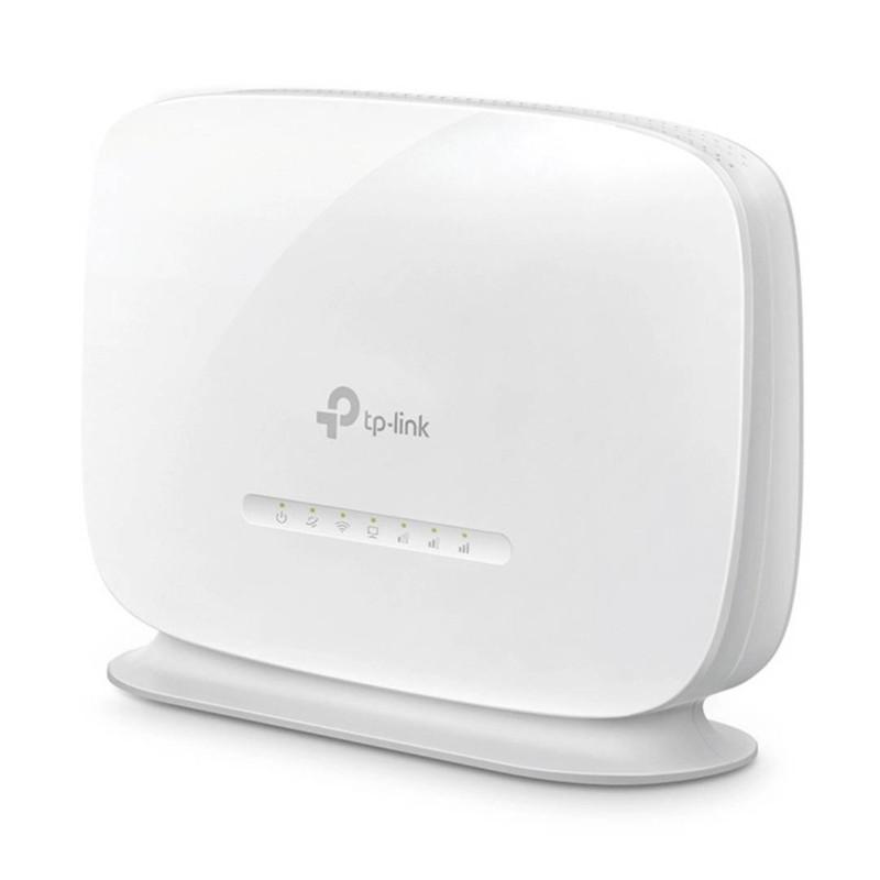 مودم 4G LTE تی‌پی‌لینک مدل TL-MR105 با اسلات سیم کارت نانو، پشتیبانی از 32 کاربر همزمان، رابط LAN و WAN، مناسب استفاده خانگی و اداری، سرعت دانلود تا 150 مگابیت بر ثانیه و منبع تغذیه برق شهری
