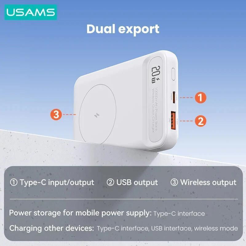پاوربانک یوسمز مدل US-CD214-22.5W ظرفیت 10000 میلی آمپر ساعت