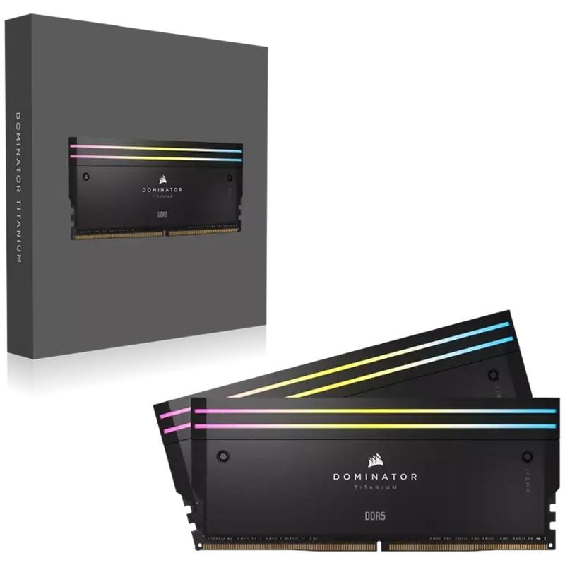 رم دسکتاپ کورسیر مدل DOMINATOR TITANIUM DDR5 دو کاناله 96 گیگابایت 6800 مگاهرتز تایمینگ CL40 با نورپردازی قابل شخصی‌سازی و هیت‌سینک آلومینیومی و پشتیبانی از XMP 3.0
