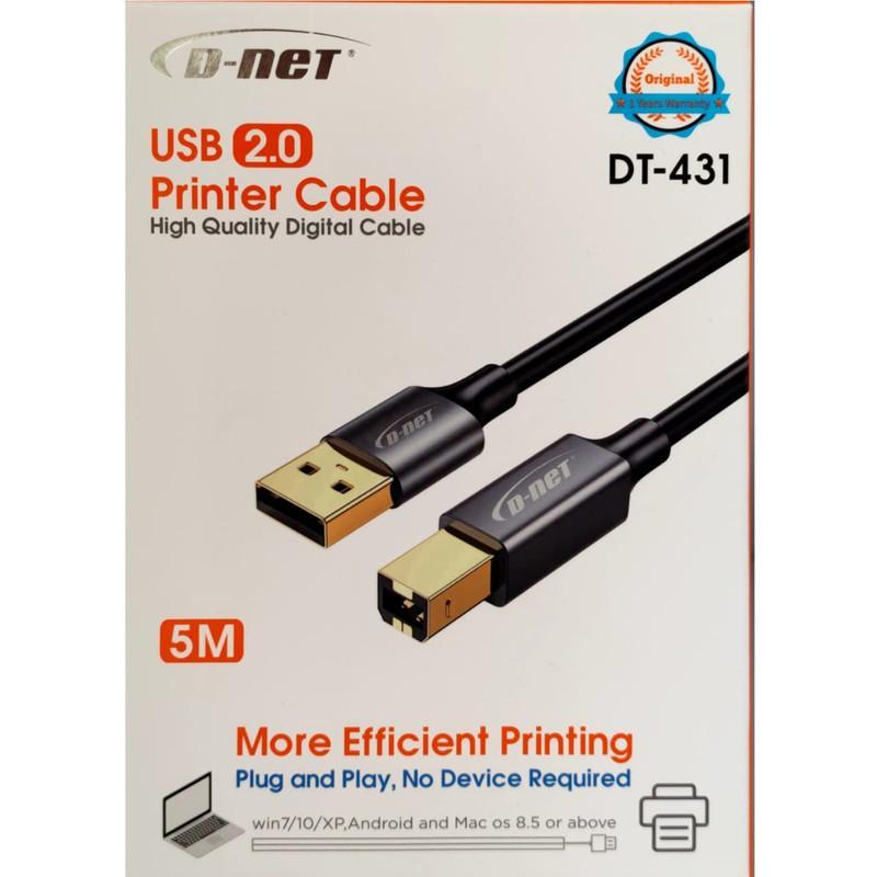 کابل USB پرینتر دی نت مدل DT-431 طول 5 متر