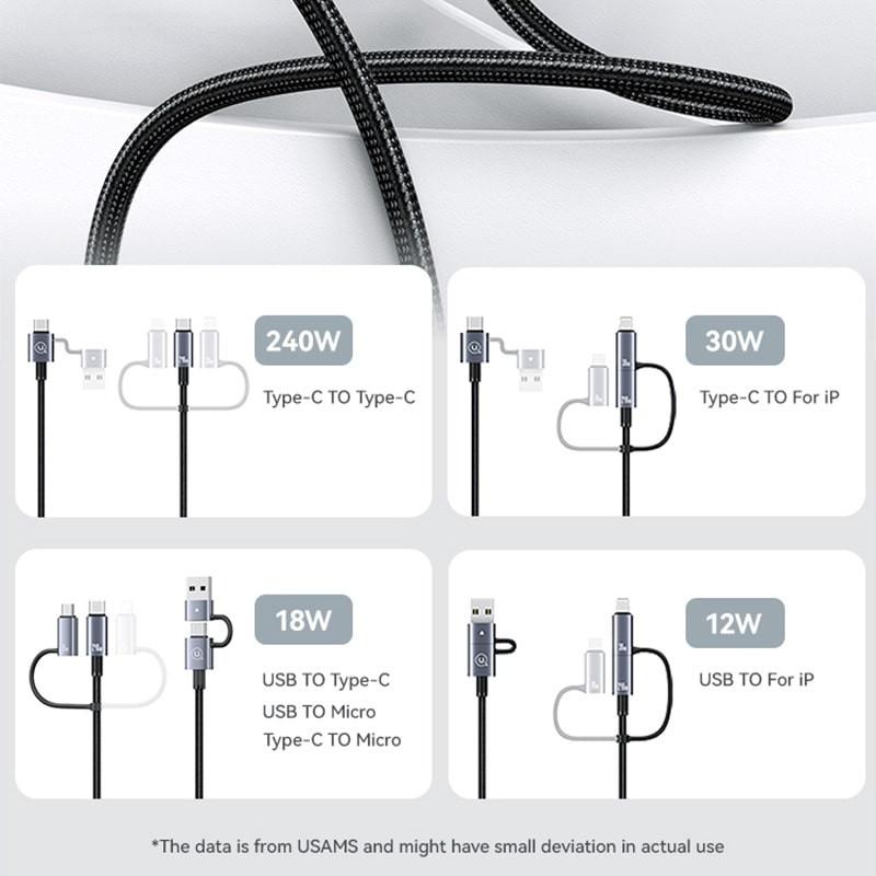 کابل تبدیل usb / usb-c به usb-c / micro usb / لایتنینگ یوسمز مدل sj738 طول 2 متر