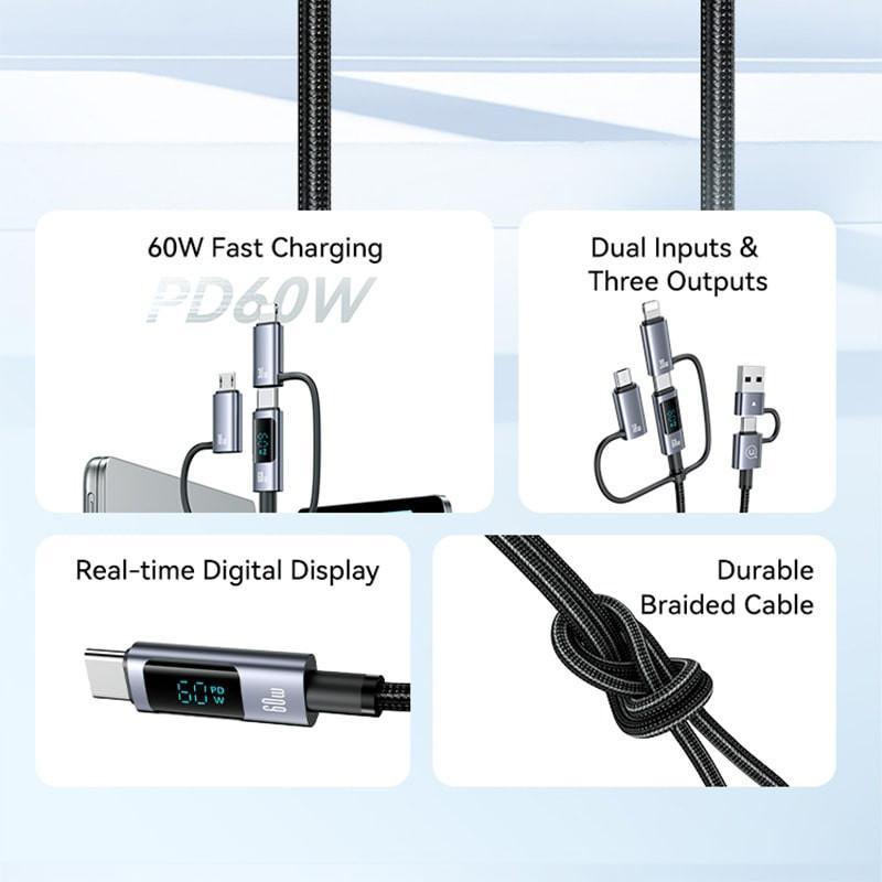 کابل تبدیل usb / usb-c به usb-c / micro usb / لایتنینگ یوسمز مدل sj736 طول 2 متر