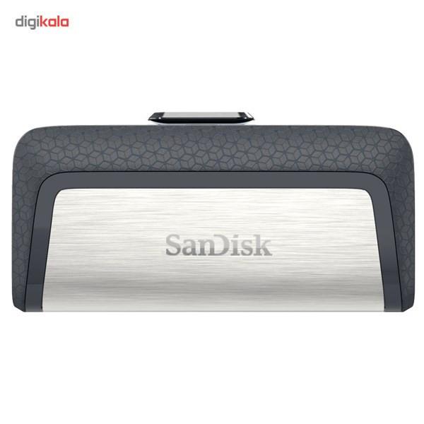 فلش‌مموری سن‌دیسک مدل Ultra Dual Drive USB Type-C ظرفیت 32 گیگابایت با دو درگاه USB3.1 و USB Type-C، سرعت انتقال تا 130 مگابایت بر ثانیه، قابلیت اتصال به گوشی و تبلت، طراحی جمع‌وجور و بدنه ترکیبی فلز و پلاستیک