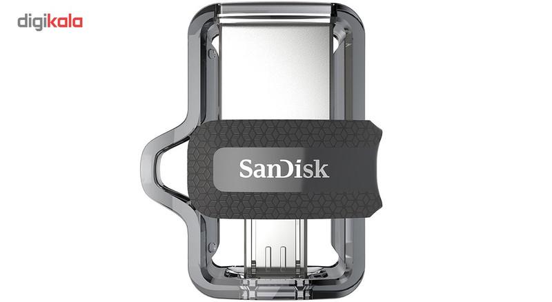 فلش مموری دوکاره سن دیسک مدل Ultra Dual Drive M3.0 ظرفیت 128 گیگابایت با رابط USB3.0 و MicroUSB، سرعت خواندن تا 150 مگابایت بر ثانیه و پشتیبانی از اپلیکیشن SanDisk Memory Zone