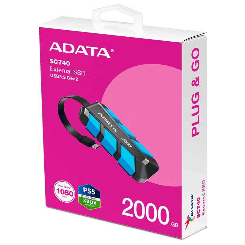 اس اس دی اکسترنال ای دیتا مدل SC740 ظرفیت 2000 گیگابایت رابط USB 3.2 Gen2