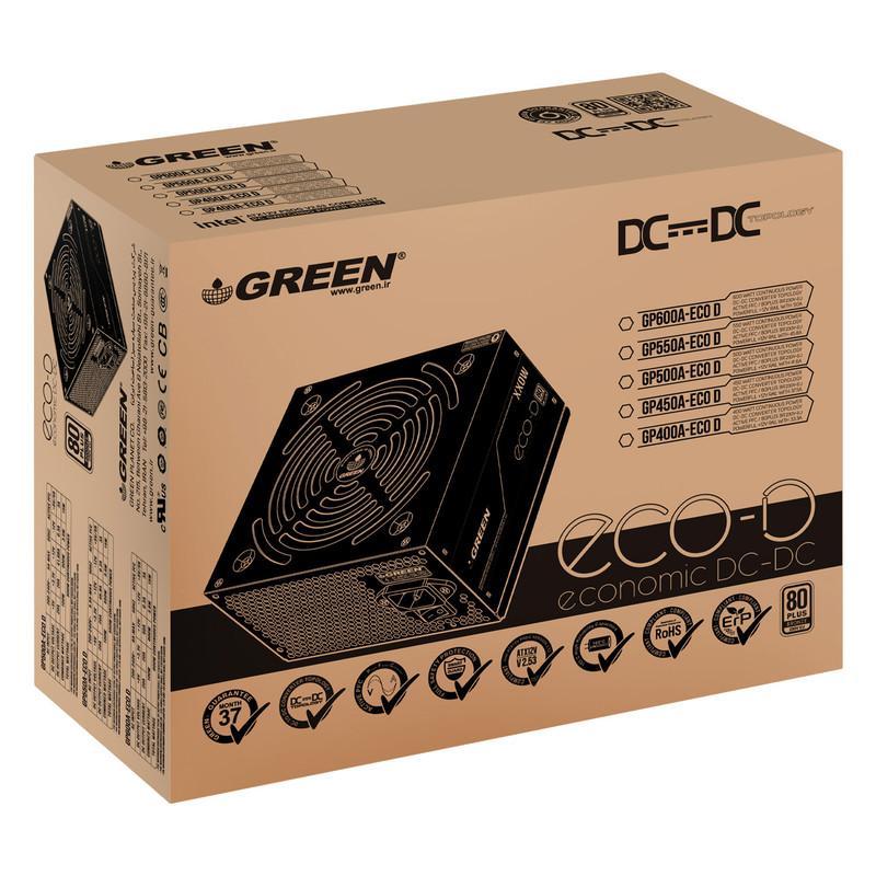 منبع تغذیه کامپیوتر 400W وات گرین مدل GP400A-ECO D