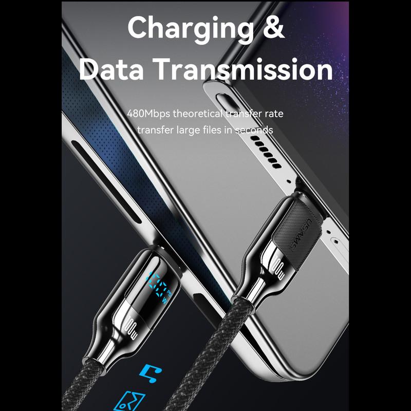 کابل تبدیل USB-C یوسمز 100 وات مدل  HX Series طول 1.2 متر 