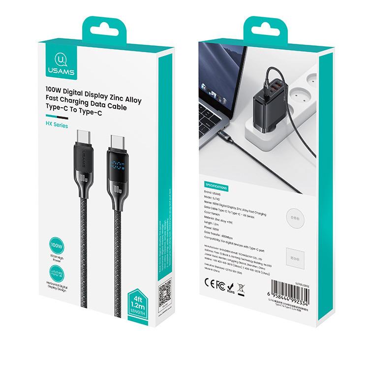 کابل تبدیل USB-C یوسمز 100 وات مدل  HX Series طول 1.2 متر 