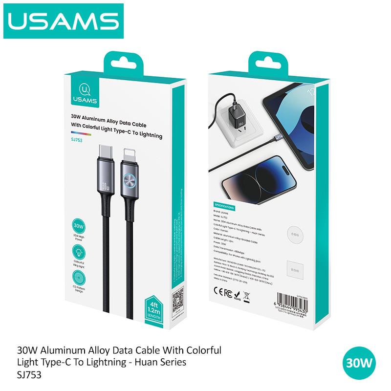 کابل تبدیل USB-C به لایتنینگ یوسمز مدل SJ753-30W طول 1.2 متر
