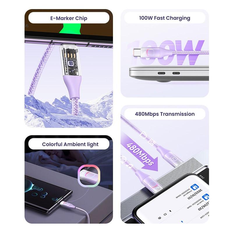 کابل USB-C یوسمز مدل SJ640 طول 1.2 متر