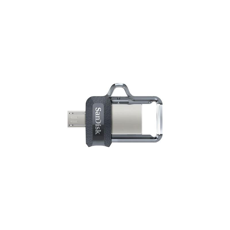 فلش مموری سن دیسک مدل Ultra Dual Drive m3.0 ظرفیت 64 گیگابایت با دو رابط USB Type-A و USB Type-C، سرعت انتقال 130 مگابایت بر ثانیه، استاندارد USB 3.2 Gen1، مناسب انتقال سریع و ایمن فایل بین دستگاه‌های هوشمند