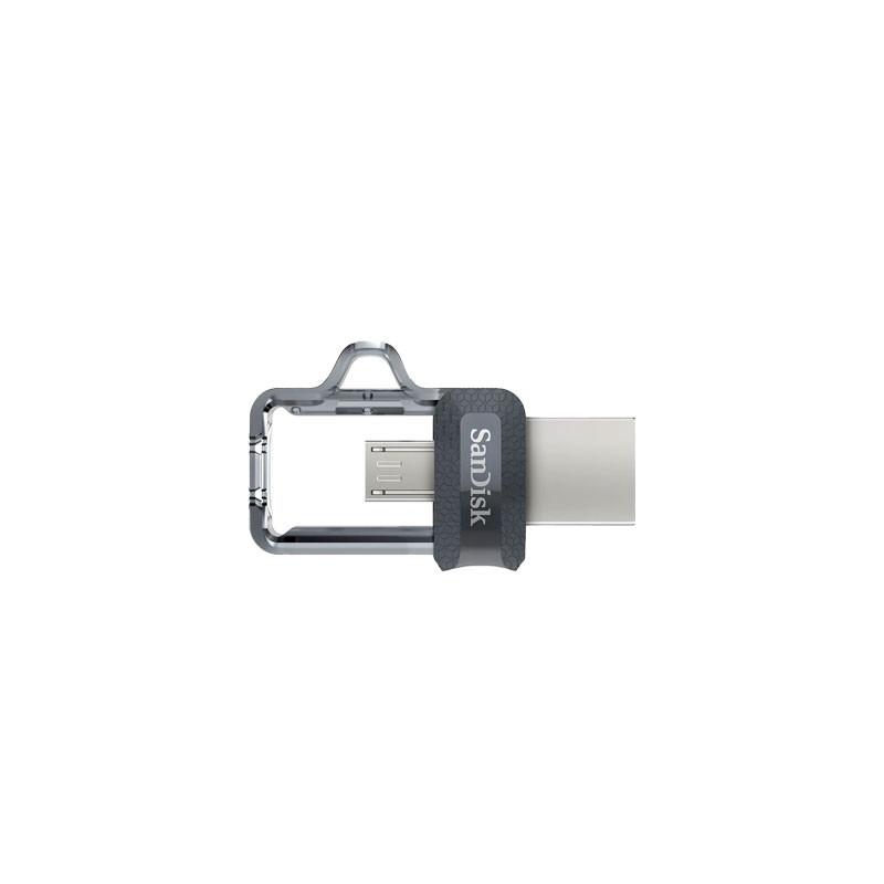 فلش مموری سن دیسک مدل Ultra Dual Drive m3.0 ظرفیت 64 گیگابایت با دو رابط USB Type-A و USB Type-C، سرعت انتقال 130 مگابایت بر ثانیه، استاندارد USB 3.2 Gen1، مناسب انتقال سریع و ایمن فایل بین دستگاه‌های هوشمند