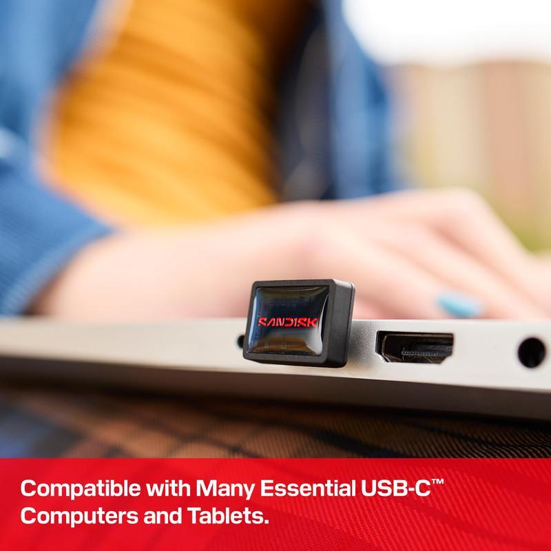 فلش مموری سن دیسک مدل EXTREME FIT CZ530 ظرفیت 128 گیگابایت با رابط USB-C