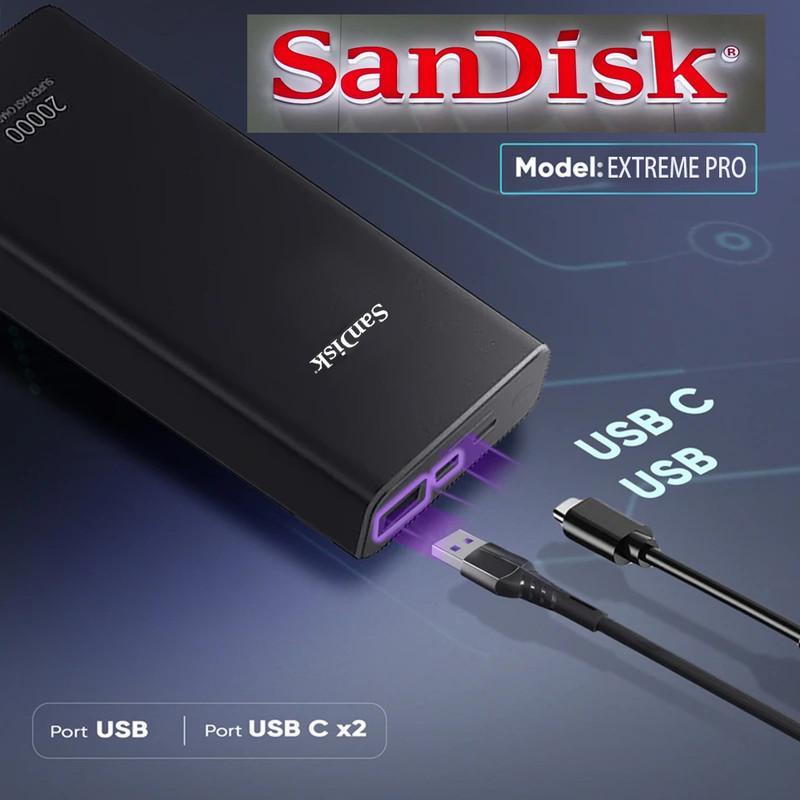 پاوربانک 25 وات سن دیسک مدل EXTREME PRO Super Fast ظرفیت 20000 میلی آمپر