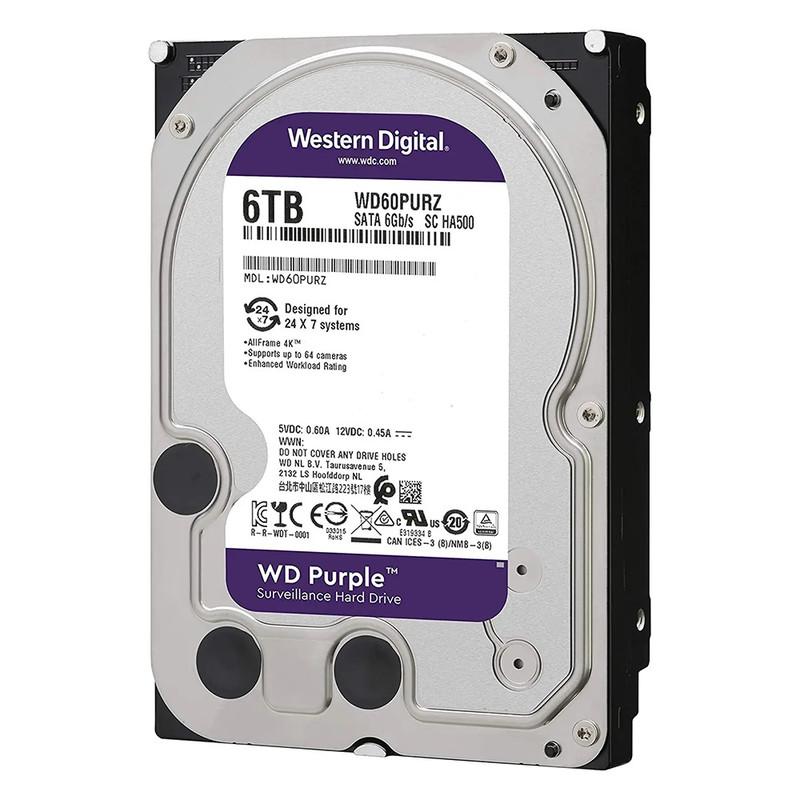 هارد دیسک اینترنال وسترن دیجیتال با رابط SATA 3.0 مدل WD 6TB Purple 256MB SATA 6Gb/s ظرفیت 6 ترابایت