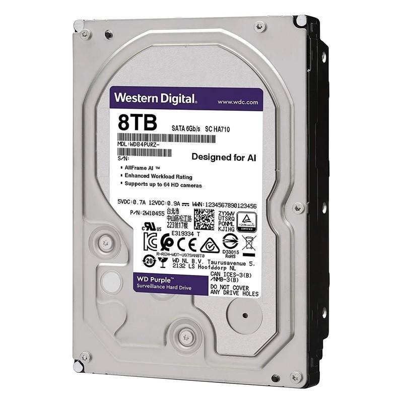 هارد دیسک اینترنال وسترن دیجیتال با رابط SATA 3.0 مدل WD 8TB Purple 256MB SATA 6Gb/s ظرفیت 8 ترابایت