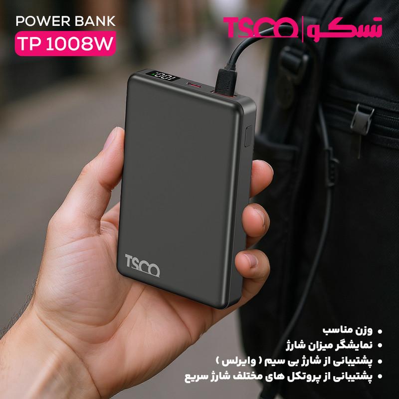 پاوربانک 22.5 وات تسکو مدل TP 1008W ظرفیت 10000 میلی‌آمپرساعت