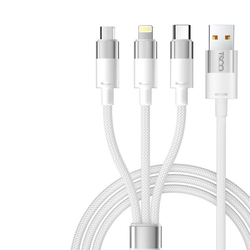 کابل تبدیل USB به USB-C | microUSB | لایتنینگ تسکو مدل TCT 111 طول 1.2 متر