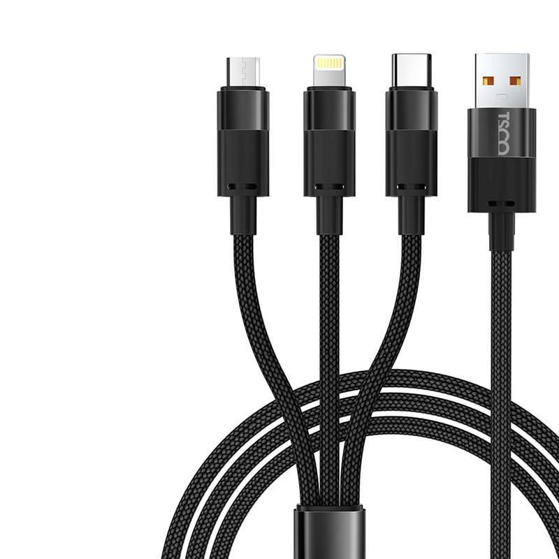 کابل تبدیل USB به USB-C | microUSB | لایتنینگ تسکو مدل TCT 111 طول 1.2 متر